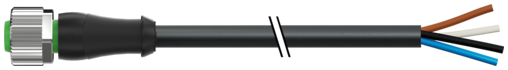 Murr M12 female 0° with cable, straight, 4-pole 7.5m