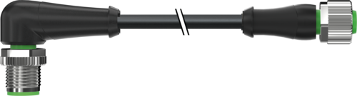 Murr M12 male 90° / M12 female 0°, A-code, 4-pole, 0.6m
