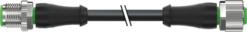 Murr M12 male 0° / M12 female 0° A-code, 4-pole, 2m