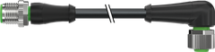 Murr M12 male 0° straight/female 90°, 4-pole, black, 2.5m