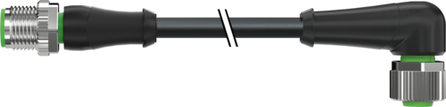 Murr M12 male 0° straight/female 90°, 5-pole, 1m