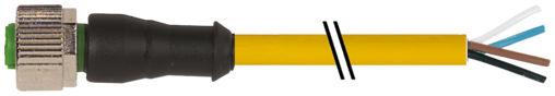 Murr M12 female 0° with cable, straight, 4-pole, yellow, 20m