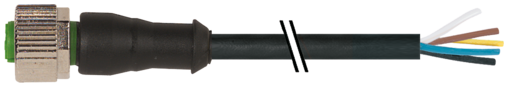 Murr M12 female 0°, A-code with cable, 5-pole, 5m