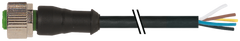 Murr M12 female 0°, A-code, 5-pole, black, 3m
