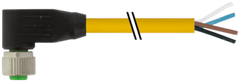 Murr M12 female 90°, A-code with cable, yellow, 4-pole, 3m Murrelektronik