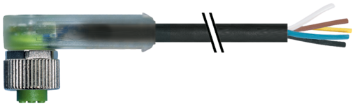 Murr M12 female 90° with cable LED, 5-pole, 5m