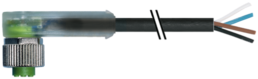 Murr M12 female 90° with cable LED, 4-pole, 20m
