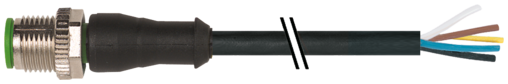 Murr M12 male 0°, A-code with cable, 5-pole, black, 10m