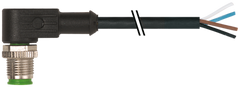 Murr M12 male 90°, A-code with cable, 4-pole, black, 10m