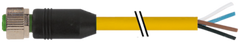 Murr M12 female 0°, A-code with cable, 4-pole, yellow, 3m Murrelektronik