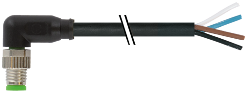 Murr M8 Male 90° with cable, M8, 4-pole, 3m