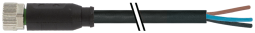 Murr M8 female 0° with cable, straight, 3-pole, 5m