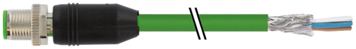 Murr M12 male 0° with cable shielded, D-code, green, 10m