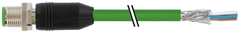 Murr M12 male 0° with cable shielded, D-code, green, 10m