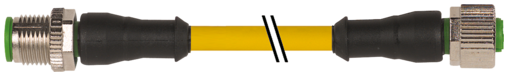 Murr M12 male 0° / M12 female 0°, A-code, yellow, 5-pole, 10m