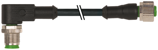 Murr M12 male 90° / M12 female 0°, 4-pole, black, 5m