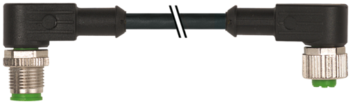 Murr M12, male 90° / female 90°, A-code, 4-pole, 5m