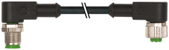 Murr M12, male 90° / female 90°, A-code, 4-pole, black, 10m