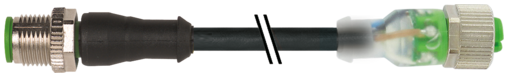 Murr M12 male 0° / M12 female 0°, A-code, 4-pole, 1m