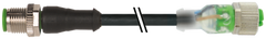 Murr M12 male 0° / M12 female 0° A-code, LED, 4-pole, 15m