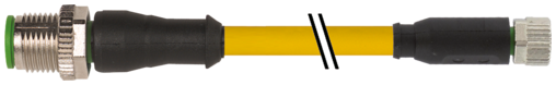 Murr M12 male 0° / M8 female 0° A-code, 4-pole, yellow, 10m