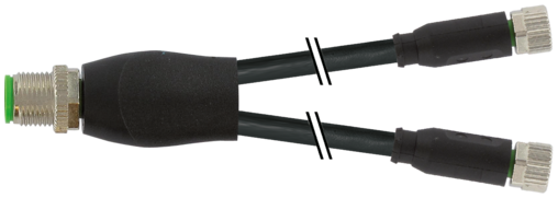 Murr Y-distributor, M12 male 0°/ M8 female 0°, A-coded, 1m