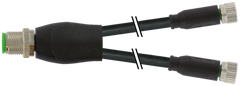 Murr Y-distributor, M12 male 0°/ M8 female 0°, A-coded, 1m