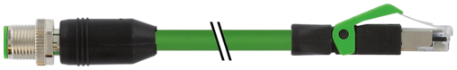 Murr M12 male 0°, D-code / RJ45 male 0°, shielded, green, 15m