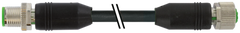 Murr M12 male 0°/M12 female 0°, A-code, 8x0.25, black, 0.75m drag chain