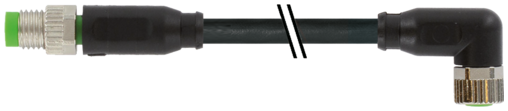 Murr M8, male 0° / female 90° A-code, 3-pole, 2m