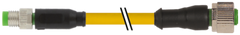 Murr M8 male 0°/ M12 female 0°, A-code, 3-pole, yellow, 2m Murrelektronik