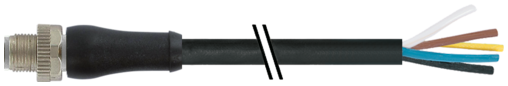 Murr M12 Power male 0°, L-code with cable, 5-pole, 10m