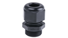 Flexkabel Gland M20 x 1.5mm, O-Ring, Black, 20mm