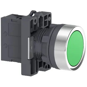Schneider Pushbutton, plastic, flush, green, 1NO