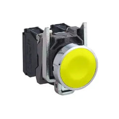 Schneider Push button, metal, Yellow, spring return, 1 NO