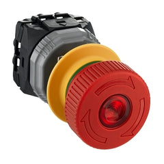 Schneider Illuminated e/stop, red mushroom, trigger latching turn to release, Ø22