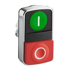 Schneider Double-headed pushbutton, green 'I', red 'O'