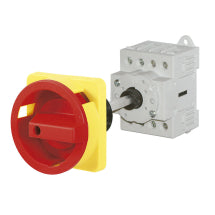 Telergon Switch, base mounting, Ø 64, yel/red, 3P + N, 25A
