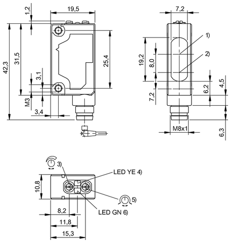 Balluff BOS 5K-PU-LH12-S75 Diffuse sensor, PNP, NO/NC