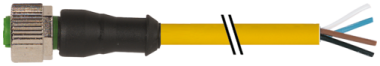 Murr M12 female 0° with cable, straight, 4-pole, yellow, 5m Murrelektronik
