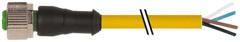 Murr M12 female 0° with cable, straight, 4-pole, yellow, 5m Murrelektronik