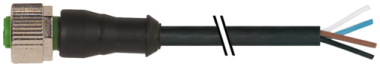 Murr M12 female 0°, A-code, 4-pole, black, 5m Murrelektronik
