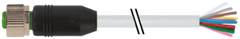 Murr M12 female 0°, A-code with cable, 12-pole, grey, 10m Murrelektronik