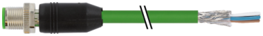 Murr M12 male 0° with cable shielded, D-code, green, 10m Murrelektronik