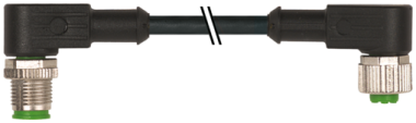 Murr M12, male 90 / female 90, A-code, 4-pole, black, 10m Murrelektronik