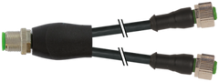 Murr Y-distributor, M12, male/female 0°, A-coded, black, 5m Murrelektronik