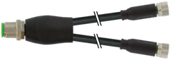 Murr Y-distributor, M12 male 0°/ M8 female 0°, A-coded, 1m Murrelektronik