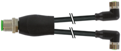 Murr Y-distributor, M12 male 0°/ M8 female 90°, A-coded, 1m Murrelektronik