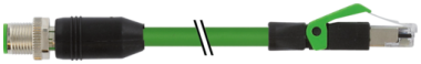 Murr M12 male 0, D-code / RJ45 male 0, shielded, green, 15m Murrelektronik