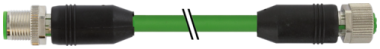 Murr M12, male 0° / female 0°, D-code, 4-pole, 1m Murrelektronik
